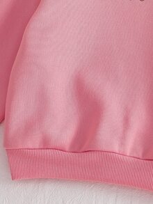 SHEIN 女童熊圖案印花長袖運動衫 - 粉色 - 查看 4