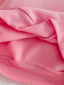 SHEIN 女童熊圖案印花長袖運動衫 - 粉色 - 查看 7