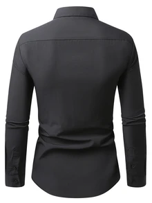 Manfinity Mode Men Solid Button Up Shirt - Black - View 3