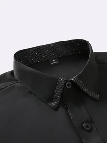 Manfinity Mode Men Solid Button Up Shirt - Black - View 4