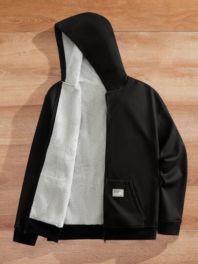 HIMLAND Men's Woven Loose Fit Drop Shoulder Casual Open Front Hooded Thermal Lined Jacket, Suitable For Autumn Halloween Winter Party Autumn 