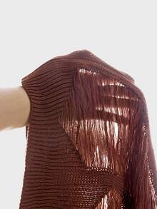 FeverCity Men's Solid Color Hollow Knit Vest - Brown - View 9