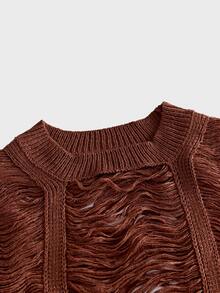 FeverCity Men's Solid Color Hollow Knit Vest - Brown - View 8