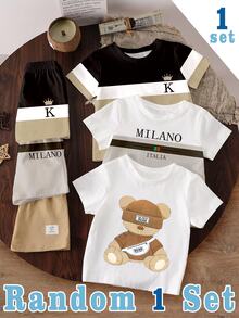 SHEIN Random 1 Set, Striped Color Block Casual Fashion Sports Style Classic Color Block Patchwork MILANO - Multicolor - View 1