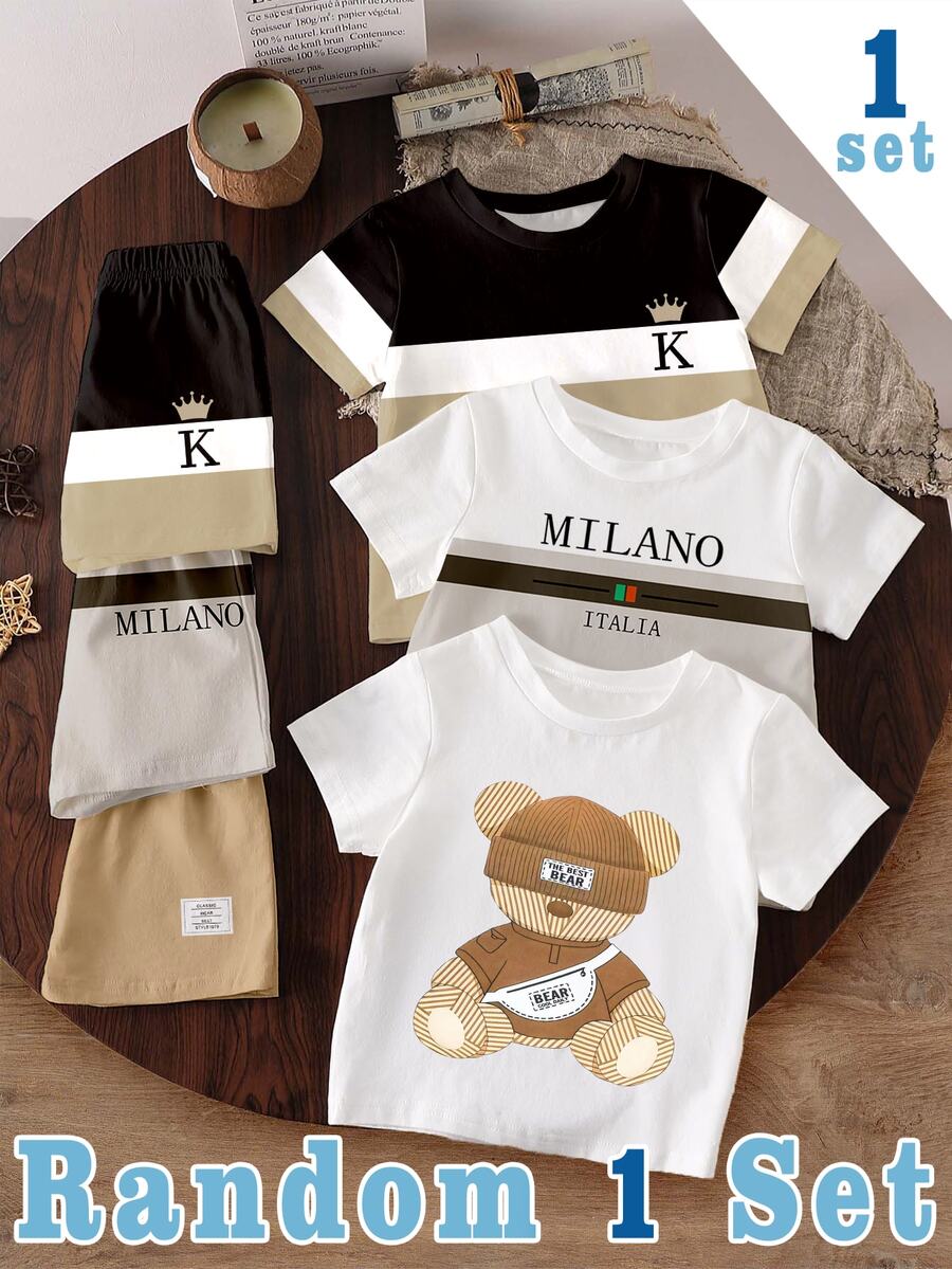 SHEIN Random 1 Set, Striped Color Block Casual Fashion Sports Style Classic Color Block Patchwork MILANO - Multicolor - View 1
