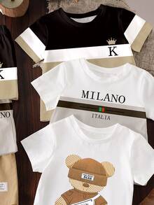 SHEIN Random 1 Set, Striped Color Block Casual Fashion Sports Style Classic Color Block Patchwork MILANO - Multicolor - View 3