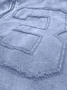 PAVTROS 男士拼接刺繡拉鍊長袖連帽衛衣，度假海灘風，藍色，秋季街頭穿搭 - 藍色 - 查看 2