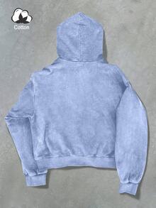 PAVTROS 男士拼接刺繡拉鍊長袖連帽衛衣，度假海灘風，藍色，秋季街頭穿搭 - 藍色 - 查看 3