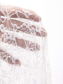 DAZY Women Casual And Versatile Long Sleeve Lace See-Through Spring/Summer Top Going Out Tops Sheer - White - View 10