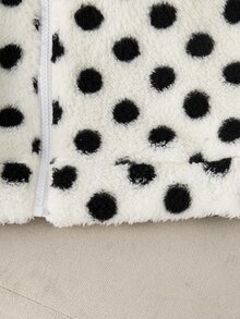 Jaket Longgar Berkerudung Resleting Motif Polkadot Putih Lucu Kawaii untuk Anak Perempuan Remaja, Cocok untuk Musim Gugur/Musim Dingin, Pakaian Kasual Liburan Musim Gugur/Musim Dingin, Pakaian Sekolah untuk Siswa - Hitam dan Putih - View 5