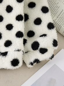 Jaket Longgar Berkerudung Resleting Motif Polkadot Putih Lucu Kawaii untuk Anak Perempuan Remaja, Cocok untuk Musim Gugur/Musim Dingin, Pakaian Kasual Liburan Musim Gugur/Musim Dingin, Pakaian Sekolah untuk Siswa - Hitam dan Putih - View 7