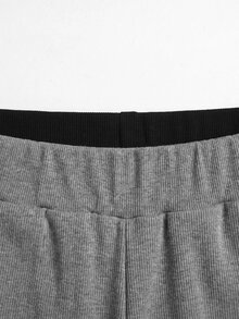 SHEIN Teen Girl Teen Girls Leggings 2pcs Black & Gray 3/4 Length Slim Fit Casual Base Layer Pants Suitable For Summer & Autumn - Multicolor - View 5