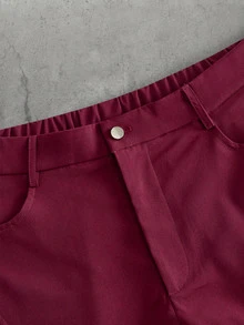 Manfinity RebelGame Men's Solid Color Pocket Button Casual Versatile Daily Travel Long Pants - Burgundy - View 9