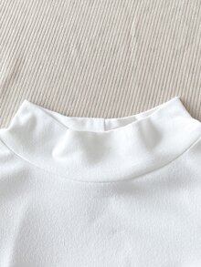 青少年女孩蝴蝶結圖案休閒日常長袖T恤 - 白色 - 查看 9