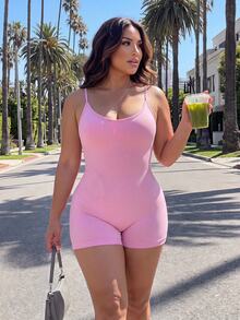 Rhythm Era Rompi Camisole Wanita Warna Polos untuk Aktivitas Luar Ruangan Sehari-hari - Berwarna merah muda - View 4