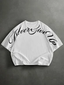 Manfinity RebelGame Men's Summer Casual Letter Print T-Shirt - White - View 6