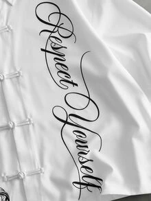 Manfinity RebelGame Men's Letter Print Casual Versatile Daily Wear Shirt - White - View 4