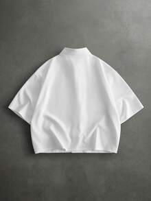 Manfinity RebelGame Men's Letter Print Casual Versatile Daily Wear Shirt - White - View 5