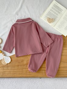 SHEIN 5套隨機發送 1套 春秋冬新生兒居家服 可愛花卉櫻花樹葉印花 白色杏色粉色棕色紫色紅色 彼得潘領開襟長袖上衣附腳套褲套裝，柔軟舒適，新生兒最佳禮物 - 彩色 - 查看 2