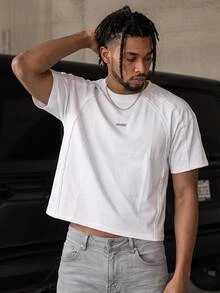 GENTILAND Men's  Relaxed Fit Crew Neck Tee In Soft Jersey. Drop-Shoulder Oversized Silhouette With Clean Minimal Finish Graphic Tee - White - View 1