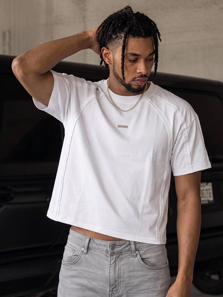 GENTILAND Men's Relaxed Fit Crew Neck Tee In Soft Jersey. Drop-Shoulder Oversized Silhouette With Clean Minimal Finish Graphic Tee - White - View 1