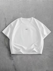 GENTILAND Men's  Relaxed Fit Crew Neck Tee In Soft Jersey. Drop-Shoulder Oversized Silhouette With Clean Minimal Finish Graphic Tee - White - View 2