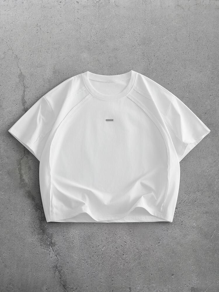 GENTILAND Men's  Relaxed Fit Crew Neck Tee In Soft Jersey. Drop-Shoulder Oversized Silhouette With Clean Minimal Finish Graphic Tee - White - View 2