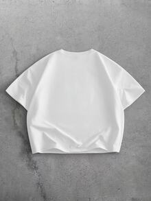 GENTILAND Men's  Relaxed Fit Crew Neck Tee In Soft Jersey. Drop-Shoulder Oversized Silhouette With Clean Minimal Finish Graphic Tee - White - View 3
