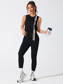Solea Cove Solea Cove Criss Cross Backless Sports Tank Topworkout Tank Top - Black - View 4
