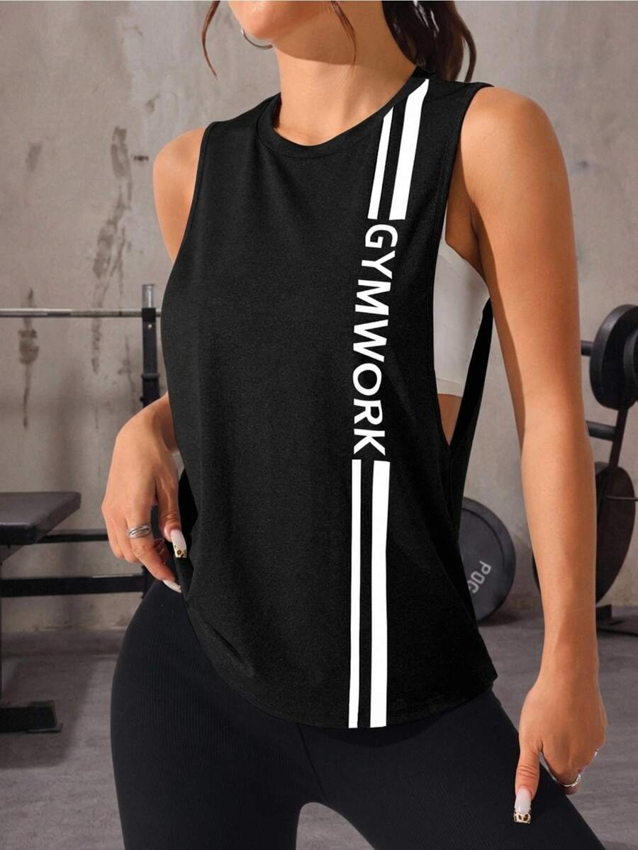 Solea Cove Solea Cove Criss Cross Backless Sports Tank Topworkout Tank Top - Black - View 1