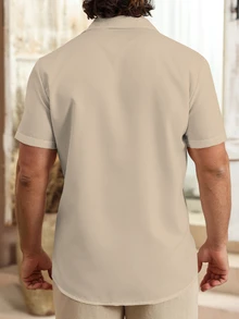 Palmeraft 男士短袖休閒襯衫，極簡設計，適合夏季與度假 - 彩色 - 查看 2