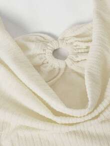Elenzga Body de tirantes finos y espalda descubierta con estilo de sujetador, de textura rayada y color crema, con un toque dulce y picante, cómodo para la playa y vacaciones de verano - Albaricoque - Ver 2