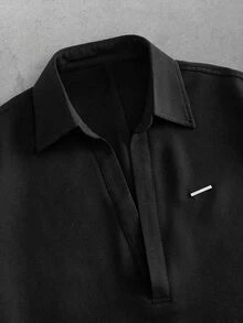 GENTILAND Men's Black Short Sleeve Button-Up Shirt, Relaxed Fit, Minimalist Summer - Black - View 5