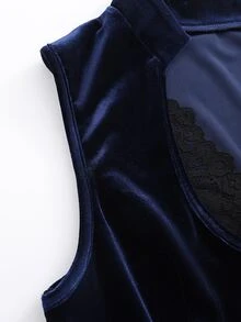 SHEIN Rompi Wanita Tanpa Lengan Model Slim Fit Elegan dengan Hiasan Renda dan Bukaan Depan, Cocok untuk Musim Semi, Musim Panas, Musim Gugur, dan Musim Dingin, Acara Santai, Wisuda, Perjalanan, Kembali ke Sekolah, Biru - Navy Blue - View 9