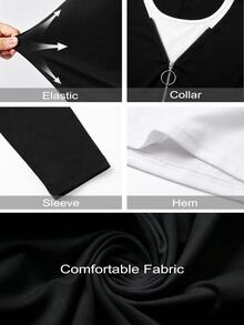 EMERY ROSE Plus Two Tone 2 In 1 Half Zip Tee Fall - Black and White - View 9