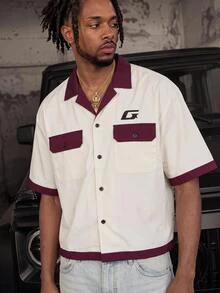 Manfinity RebelGame Men's Summer Casual Colorblock Patchwork Short Sleeve Shirt Men's Graphic Shirt - Multicolor - View 1
