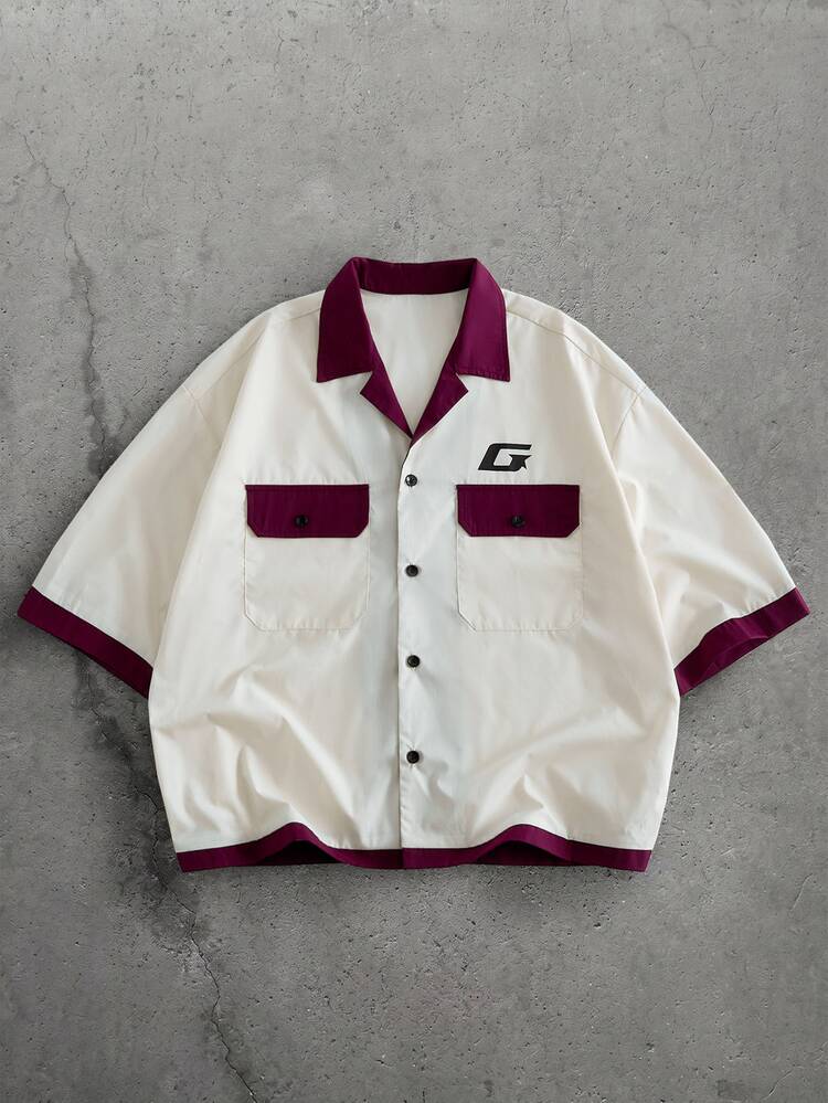 Manfinity RebelGame Men's Summer Casual Colorblock Patchwork Short Sleeve Shirt Men's Graphic Shirt - Multicolor - View 7