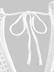 BamGleam Halter Neck Knit See-Through Dress Maxi Women Outfit - White - View 5