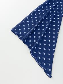 SHEIN Women's Polka Dot Square Neck Top And Skirt Set - Navy Blue and White - View 4