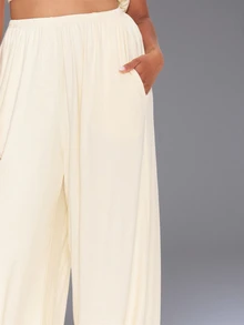 MUSERA Yellow Wide Leg Baggy Trouser Winter Autumn Everyday Casual Going Out Weekdaze - Yellow - View 4