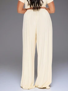 MUSERA Yellow Wide Leg Baggy Trouser Winter Autumn Everyday Casual Going Out Weekdaze - Yellow - View 5