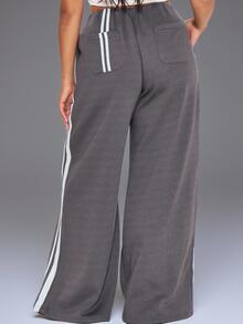 MUSERA Grey Low Waist Graphic Detail Joggers Winter Autumn Everyday Casual Going Out Weekdaze - Multicolor - View 4