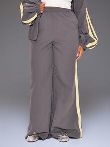 MUSERA Grey Shell Stripe Straight Leg Trousers Winter Autumn Everyday Casual Going Out Weekdaze - Multicolor - View 3