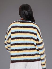 MUSERA Multicolour Knitted Stripe Cardigan Winter Autumn Everyday Casual Going Out Weekdaze - Multicolor - View 4
