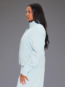 MUSERA Blue Denim Funnel Neck Jacket Winter Autumn Everyday Casual Going Out Weekdaze - Blue - View 2