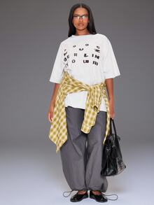 MUSERA Grey Graphic Detail Tshirt Winter Autumn Everyday Casual Going Out Weekdaze - Grey - View 4