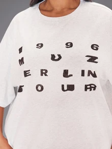 MUSERA Grey Graphic Detail Tshirt Winter Autumn Everyday Casual Going Out Weekdaze - Grey - View 5