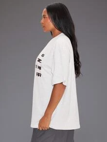 MUSERA Grey Graphic Detail Tshirt Winter Autumn Everyday Casual Going Out Weekdaze - Grey - View 1
