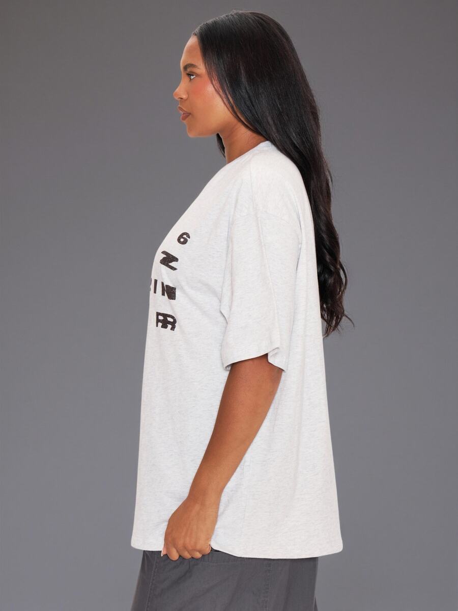 MUSERA Grey Graphic Detail Tshirt Winter Autumn Everyday Casual Going Out Weekdaze - Grey - View 1