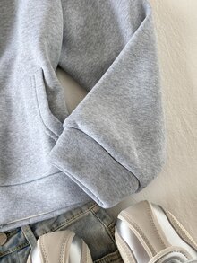 SHEIN Sparklyn جاكيت بقلنسوة وسحاب للفتيات في الخريف/الشتاء - أسلوب الشارع المختلط والمطابق، قماش محبوك مقاوم للبرد مناسب للخريف/الشتاء، قصة فضفاضة قليلاً مع مساحة للنمو، مثالي للحرم الجامعي وملابس الشارع، تحول فوري إلى فتاة نابضة بالحيوية! - رمادي - مشاهدة 8